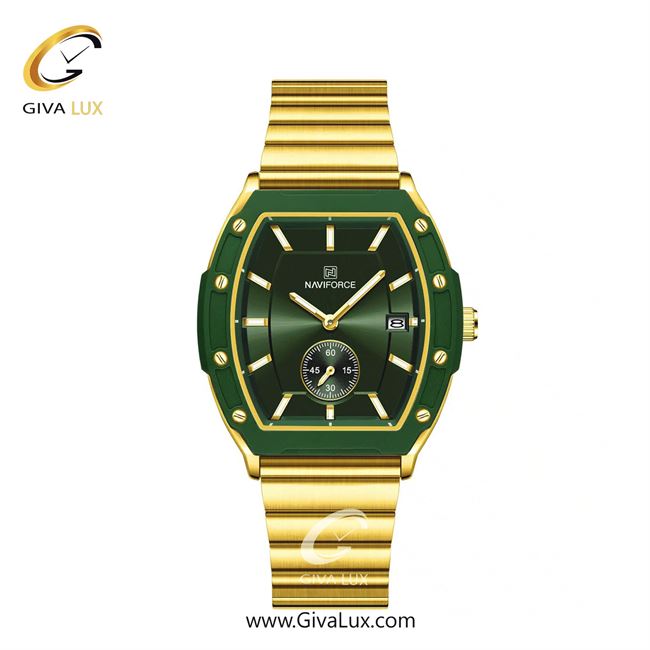 ساعت مچی اورجینال زنانه ناوی فورس|Naviforce|نوی فورس|نیوی فورس دو موتوره زیر ثانیه سبز-طلایی | طلایی| سبز یشمی تیره| کد رفرنس NF8068 G/GN